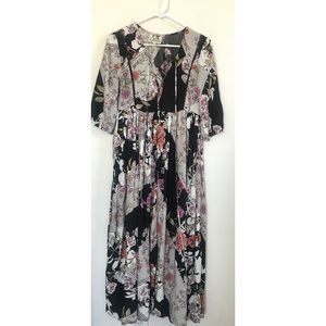 LF Jaase Lace Up Front Floral Boho Dress